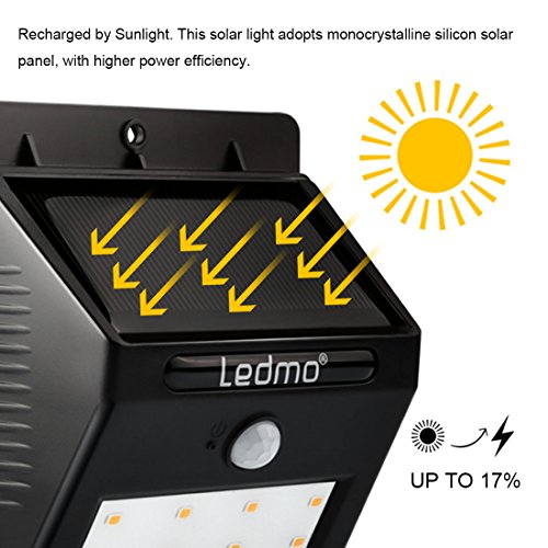 LEDMO® 2er Solarleuchten mit Super Hell LED, Warm Licht, 3 Intelligiente Modi, LED Solar Wandleuchte 2017 Neu Stil solarlampen gartenleuchten gartenlampen Außenwandleuchten - 5