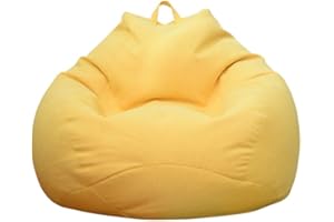 Anemoner Classic Bean Bag Sofa Cover, Lazy Lounger Bean Bag Storage Chair Cover without Filling, Solid Color Simple Design Outdoor and Indoor for Adults Kids (Yellow, 100x120CM)