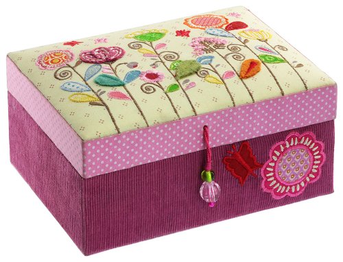 Preisvergleich Produktbild Schmuckkästchen Stoff Aufbewahrung Kinderschmuck Blumenwiese