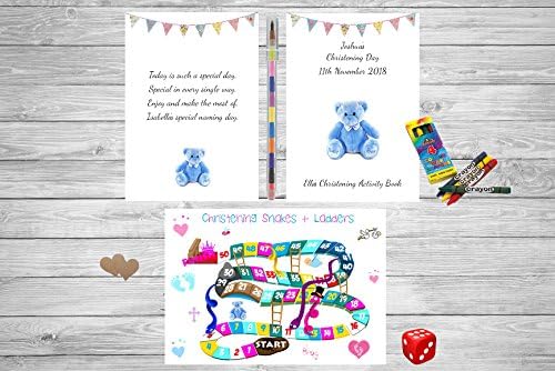 Personalised Childrens Christening Baptism Activity Pack Book Favour Cute Girls &amp; Boys CB2