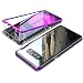 Produktbild Jonwelsy Kompatibel mit Samsung Galaxy Note 8 Hülle, Stark Magnetische Adsorption Technologie Metallrahmen, Transparent Gehärtetes Glas Rückseite Handyhülle (Lila/Schwarz)