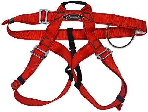 Climbing Harness Multi-purpose Adjustable Half Body Mountaineering Rock Safety System Belts (Red)