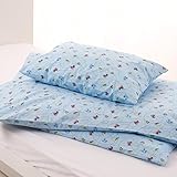 Kinderbettwäsche 100×135 40×60 cm, Bagger Traktor Auto Betonmischer Hellblau, Baumwolle, schadstoffgeprüft, Bettwäsche, Jungen, Kinder, Kindermotiv, Kinderzimmer, Bettbezug - 2