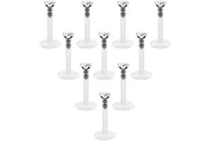 Briana Williams 10 Pezzi 1.2mm Trasparente UV Flessibile Acrilico 3mm CZ Gemmama Labret Anello Labbro/Trago/Helix/Cartilagine Orecchio Stud Bilanciere Corpo Piercing Gioielli