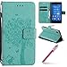 Produktbild Hpory Sony Xperia Z3 Hülle,Sony Xperia Z3 Leder Schutzhülle,Retro Elegant Katze und Baum Muster Lanyard Strap [Solid Color] Ledertasche Handyhüllen im Bookstyle PU Leather Wallet Case Flip Cover [Kartensteckplätze] Ledertasche mit Magnetverschluß und Standfunktion Cover Case Premium PU Leder Und Silikon Innenschale Anti-Staub Anti-Kratzer und Shockproof Telefon Tasche Handytasche Schutzhülle für Sony Xperia Z3 + 1 x Hpory Stylus-(Grün)