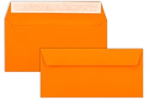 ‎FARBENFROH BY GUSTAV NEUSER 50 Brief-Umschläge DIN Lang - Orange - 110 g/m² - 11 x 22 cm - sehr formstabil - Haftklebung - Qualitätsmarke: FarbenFroh by GUSTAV NEUSER