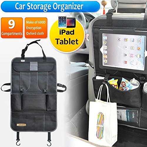 Greenery Car Back Seat Organiser Storage Multi Pocket Travel Organizer Map Umbrella iPad Holder/Vehicle Backseat/Seatback Organiser Tidy Bags