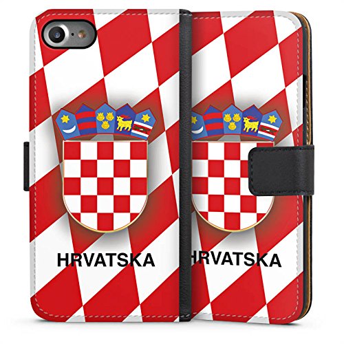 Apple iPhone 7 Flip Tasche Schutz Hülle Walletcase Bookstyle Kroatien EM Trikot Fußball Europameisterschaft