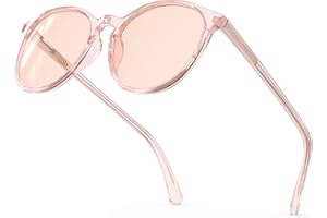 Bloomoak Rose Tinted Migraine Relief Glasses,Round Retro Blue Light Blocking Glasses, FL- Flex Light Sensitivity Glasses for Fluorescent LED, Photophobia, Eye Strain
