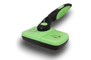 TDL Market Spazzola Autopulente per Cani e Gatti con Punte Morbide in Acciaio Inox, Comoda ed Ergonomica (Verde)