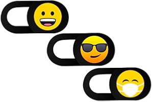 hidemonkeys Webcam Cover 3 Pack with Emoji Design. 0.8mm Super Thin Camera Cover, Slider Camera Cover for Laptops, Tablets, Phones, iMac, iPhone, Notebook (3xSmiley Eye)