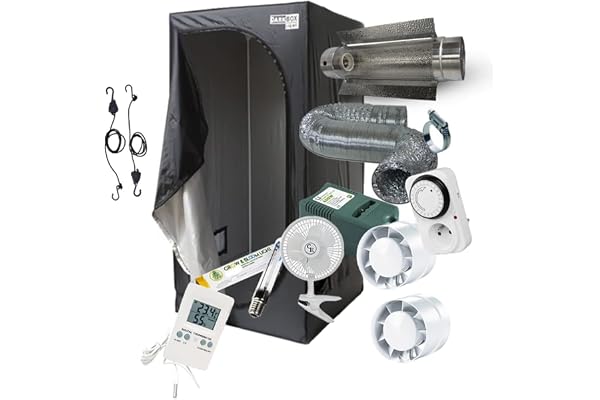 Pack Chambre de Culture Complet 80x80x160 / 100x100x200 / 120x120x200cm - 250W 400W 600W au Choix! Kit Complet avec eclairage HPS Cooltube, Timer, Extracteur et Ventilateur. (100x100x200cm - 600W)