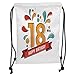 Produktbild Trsdshorts Drawstring Backpacks Bags,18th Birthday Decoration,Digital Print on Eighteen Years Happy Birthday Lettering Print,Multicolor Soft Satin,5 Liter Capacity,Adjustable String Closure,T