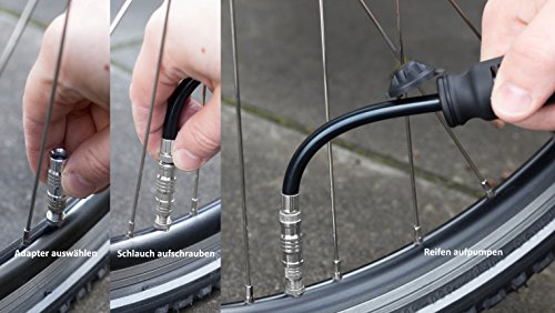 Mini Luftpumpe/Fahrradpumpe | alle Ventile | Rahmenbefestigung | Auto/Dunlop/Presta/Rennrad Ventil | Hochwertig aus Aluminium | sehr leicht kompakt und gut zum mitnehmen - 6