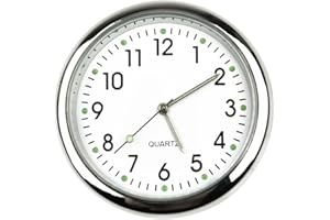 ONIISSY Horloge de tableau de bord de voiture, mini horloge numérique lumineuse, tableau de bord de voiture, grille d'aération, horloge à quartz, analogique, blanc