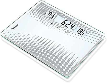 Beurer GS51 XXL Format - Large Display Bathroom Scale (Up to 31st 6lb, 200Kg Max / Very Large Person) - Heavy Duty 8mm Thickness Glass Scale - Sensor Temperature & Time - White