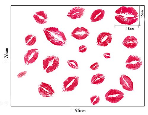 SmartLegend Abnehmbare Wandsticker Wandtattoo Größe: 70cm*50cm KUSS ROT LIPS LIEBE HOME KISS RED LIPS - 3