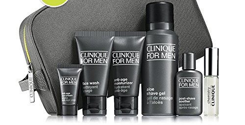 CLINIQUE FOR MEN GIFT SET - FACE WASH, MOISTURISER, SHAVE GEL, EYE CREAM, POST SHAVE SOOTHER, COLOGNE AND TRAVEL BAG