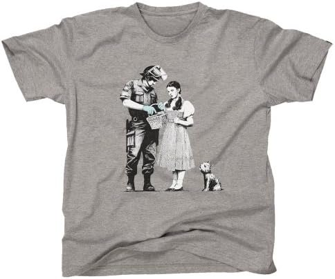 Banksy Dorothy Policeman, Men's T-Shirt, Heather Grey, Medium