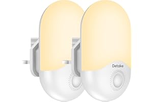 DETAKE 2 Pack LED Night Light, Night Lights Plug in Walls with Dusk to Dawn Photocell Sensor, 0.5W Energy Saving, Warm White Plug in Night Lighting for Kids/Children, Bedroom, Hallway, etc