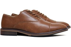 SURRIPA Black Formal Shoes for Men Cap Toe Lace Up Smart Oxford Brogues Derby Dress Mens Shoes