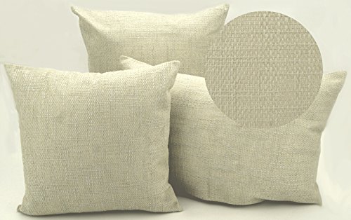 edle Kissenhülle meliert mit Struktur in hochwertiger Bouclé Leinen-Optik mit Reißverschluß - in wollweiß-ecru 40x60 cm - Kissen Typ314