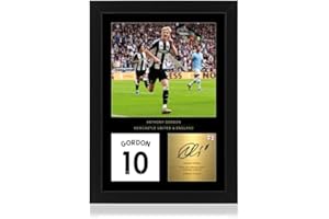 Win FC Anthony Gordon A4 Framed Photo Display - Reproduced Digital Signature - Gift For Newcastle Fans Fans
