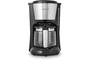 Morphy Richards Equip Filter Coffee Machine, Coffee Maker for Instant Coffee, Pour Over Technology, 10 Cup, Anti Drip, Reusable Filter, Keep Warm, Aroma Blender, Black/Brushed Steel, 162501
