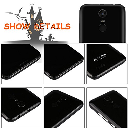 OUKITEL C8 - 3G Smartphone ohne Vertrag (5.5 Zoll, 18:9 Infinity Display, Android 7.0, MTK6580A Quad Core 1.3GHz, 2G RAM 16G ROM, Dual Kameras 13MP+5MP, WIFI, dual Blitzlichter, Fingerabdruk (schwarz)