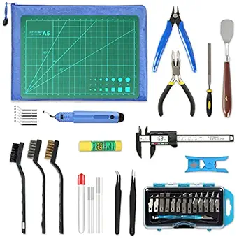 45 Pieces 3D Printer Tools Kit, YEETIN 3D Printing Accessory Includes Deburring Tool, Digital Caliper, Art Knife Set, Tube Cutter, Storage Bag Suitable for 3D Print Removing, Cleaning, Finishing