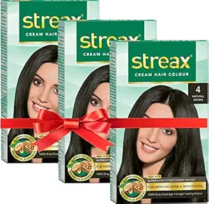 Streax Hair Colour 120 ml - Pack of 3 (Natural Brown)