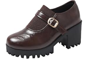 MGGMOKAY Chaussures Mary Jane pour Femmes avec Lacets Réglables et Talons épais