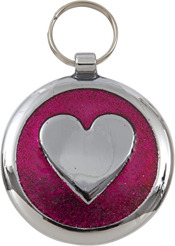 20mm-Tagiffany-Deep-Pink-Pet-ID-TagDisc-Heart-Design-for-Dogs-Cats-FREE-deep-engraving