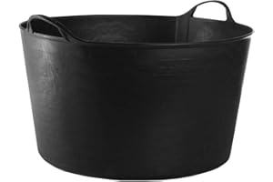 Red HOG Contenedor Cubo Cesta Flexible Multifuncional, para Hogar, Establo, Jardín, Garaje, Animal, Construcción, Almacenamiento, Transporte, Lavado, Capacidad de Elevación Hasta 120kg, 55L Negro