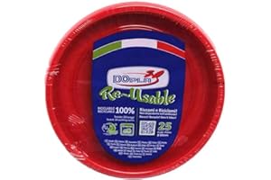 TEKHOME Piatti Plastica frutta,25/50/75/100/125/150 Pezzi piatti plastica colorati lavabili e riutilizzabili Rotondi per Compleanno,Festa, Matrimonio,Fai da Te Fatti a Mano (300, ROSSO)