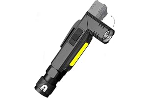 MODOAO LED taktisk ficklampa 90 grader vikbar stark ficklampa vridbar klämma uppladdningsbar superljus 5 lägen utomhusficklam