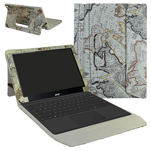 Acer Switch Alpha 12 Hülle,Mama Mouth 2-in-1 Abnehmbare PU-lederne Case hülle mit Standfunktion für 12" Acer Aspire Switch Alpha 12 Windows 10 Tablet,Landkarte