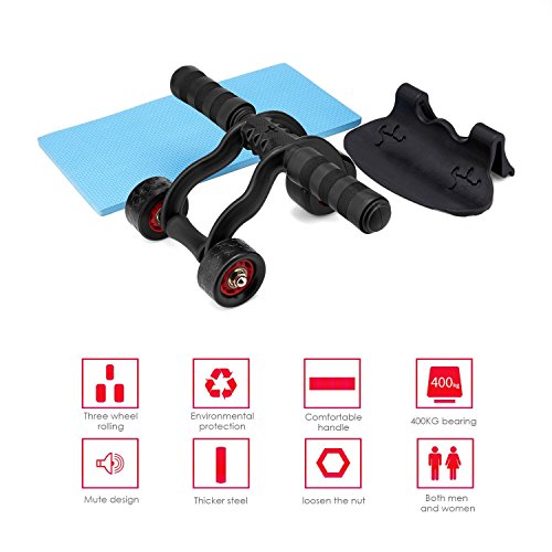 Amzdeal Bauchtrainer Ab Roller Ab Wheel Oberkörpertraining für Bauch, Rücken und Schultermuskulatur - 4