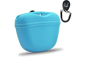 AUDWUD - Bolsa de Silicona para golosinas para Perros - Contenedor de adiestramiento portátil con Clip - Cómodo Cierre con Hebilla magnética y Clip para la Cintura - Sin BPA