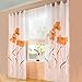 Produktbild SIMPVALE 2 stücks Gardinenschal Gardine Print Blumen Vorhang für Wohnzimmer Schlafzimmer Schlaufenschal Breit 150cm (Orange, Hoehe 260)