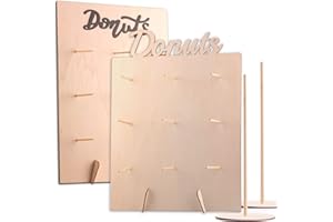 jsysj 4 Piezas Soporte para Donuts, 2 Piezas Expositor de Muro con 2 Piezas Donuts de Madera Torre Soporte para Bodas, Cumpleaños, Fiestas o Pastel Comercio Decoraciones