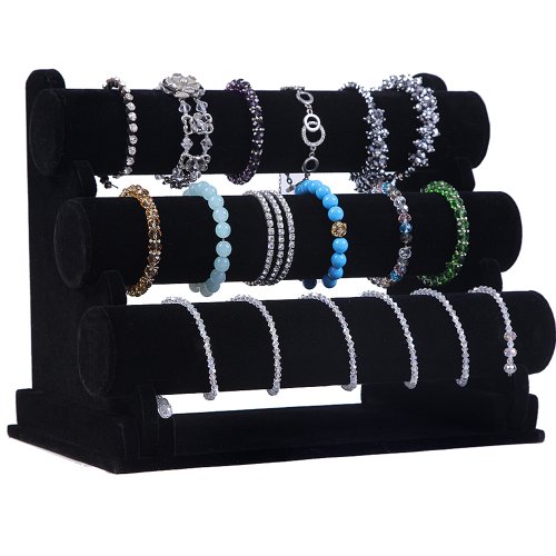 Songmics® Neu Schmuckständer kleiderständer für Uhren Armband Samt Armbandständer Schwarz JDS008 - 6