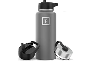 IRON °FLASK Metal Water Bottle with Straw Lid - 950ml 3 Lids - Stainless Steel Double-Walled Insulated Vacuum Leakproof - Sports Gym Camping Hiking Hydration School Kids