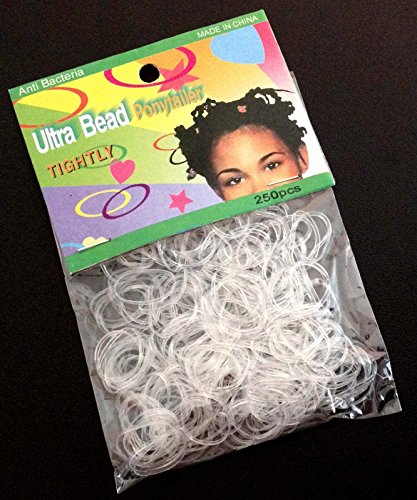 Allsorts®Pack of 250 Small Mini Hair Braiding Elastics Polyurethane Bands for Dreads Braids (Clear)