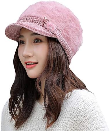 Velvet Knitted Hat,Ronamick Women Winter Warm Cap Solid Knitted Hat Beret Baggy Crochet Beanie Hat Slouchy Brim Ski Cap