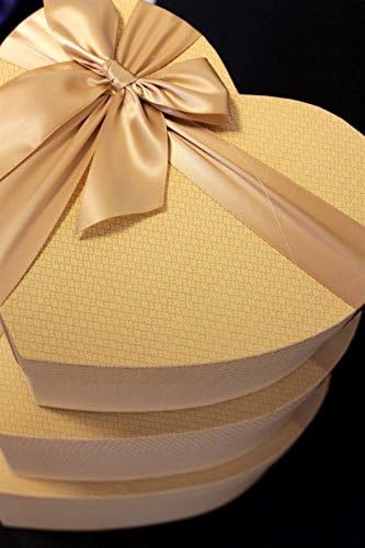 MHA UK branded Luxurious GOLD heart shaped storage gift boxes with satin bow detail wedding