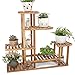 Produktbild LIANGLIANG Massivholz Pflanzenregal Blumentreppen Blumenregal Fußboden Verkohlt Versammlung Innen Wohnzimmer Balkon, 2 Größen (Farbe : Without Wheel)