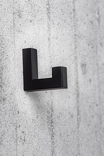 GedoTec® Kleiderhaken-Set eckig Garderoben-Haken schwarz beschichtet – Modell TETRIS | Einzelhaken + Doppelhaken im Set | Wand-Haken unsichtbar verschraubt | Markenqualität für Ihren Wohnbereich - 3