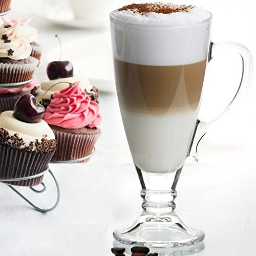 Set of 2 Clear Glass Contemporary Latte Coffee Glasses Dalia 270 ml Superb Quality
