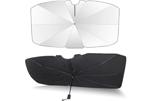 AIRENER Car Windshield Sun Shade Umbrella, 360° Rotation Foldable Front Windscreen Sun Shade Protector, 57x31 Inch Universal Car Front Windshield Sunshade for Cars Trucks SUVs